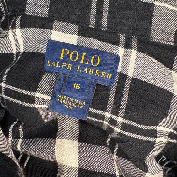 Polo Ralph Lauren Long Sleeve Plaid Flannel Shirt Dress Girls Sz 16 - Picture 4 of 6